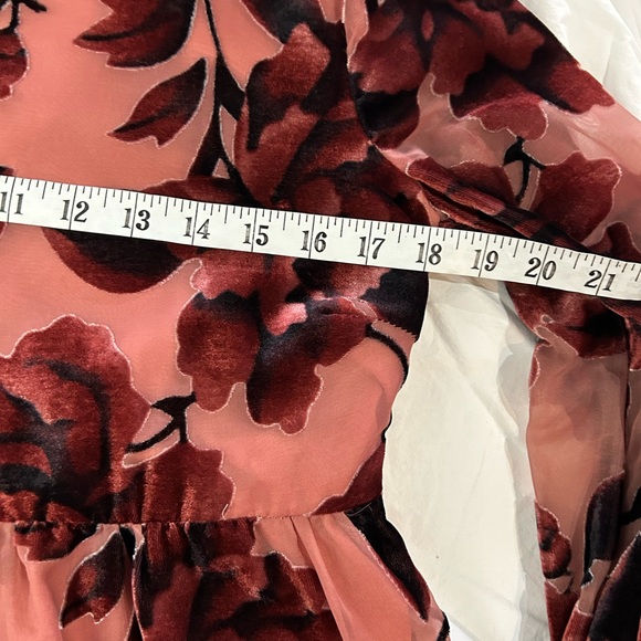 ANTHROPOLOGIE HUTCH Long Sleeve Velvet Mini Dress XS Burnout Floral Pink Pattern - Picture 13 of 16